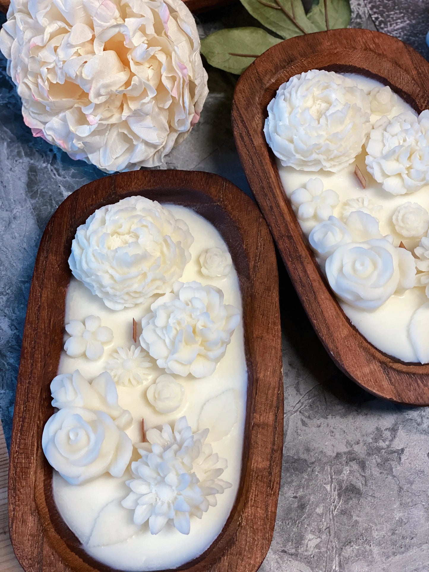 Botanical Dough Bowl Candle | Handcrafted Soy Wax with Flower Details — 16oz